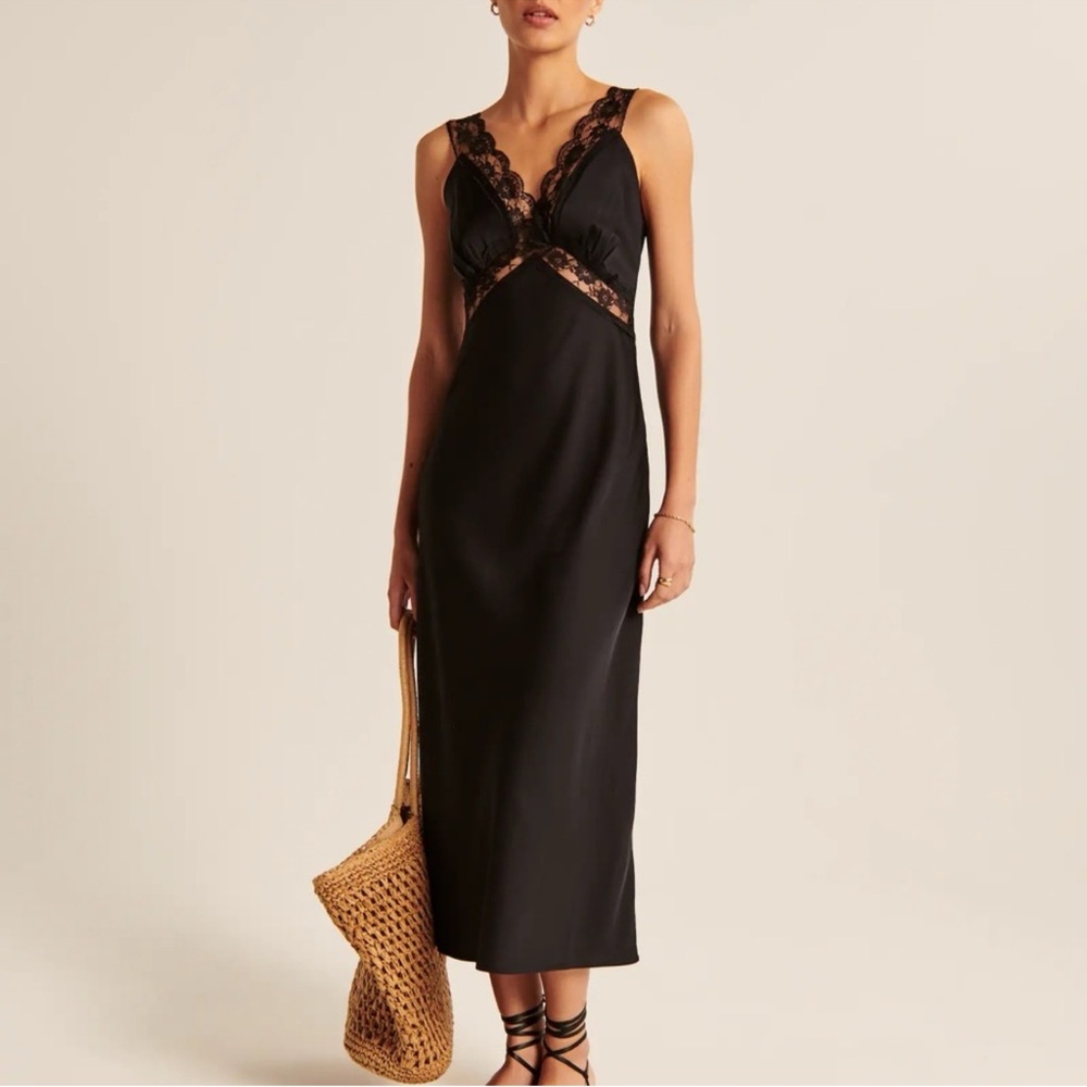 Lace-Trim Abercrombie Satin Slip Dress